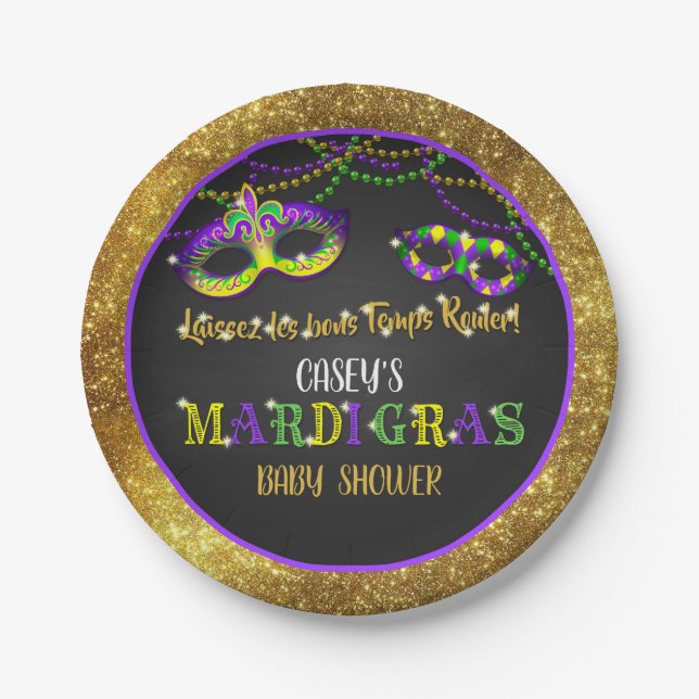 Mardi Gras Baby Shower (Gold) Pappteller (Vorderseite)