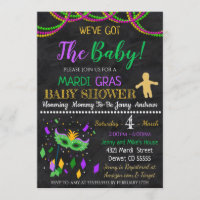 Mardi Gras Baby Shower Party Einladung