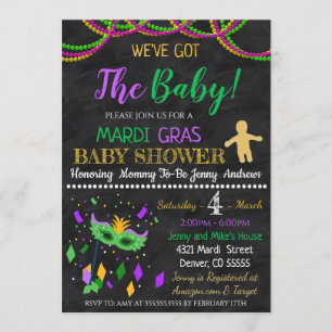 Mardi Gras Baby Shower Party Einladung