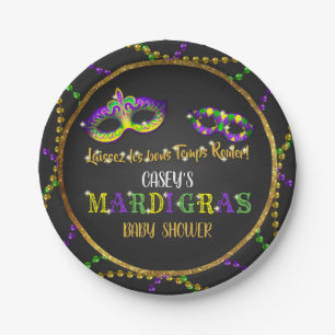 Mardi Gras Babydusche Pappteller