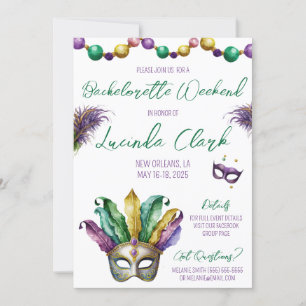 Mardi Gras Bachelorette Party Einladung