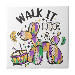 Mardi Gras Balloon Dog Fliese