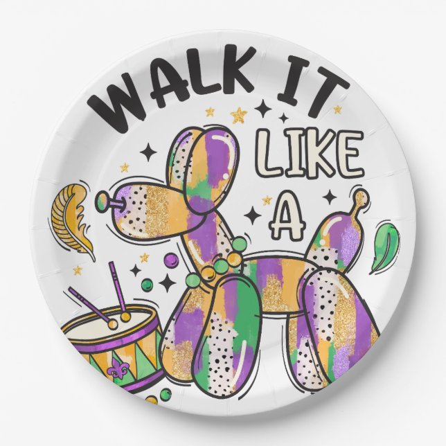 Mardi Gras Balloon Dog Pappteller (Vorderseite)