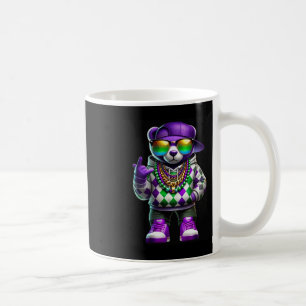 Mardi Gras Bär für Jungen Männer Hip Hop New Orlea Kaffeetasse