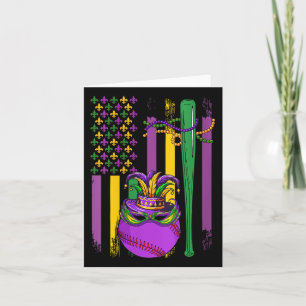 Mardi Gras Baseball Player Te Karte