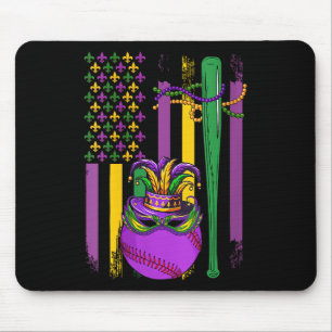 Mardi Gras Baseball Player Te Mousepad