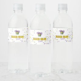 Mardi Gras Bash Party Wasser Flasche Etikett