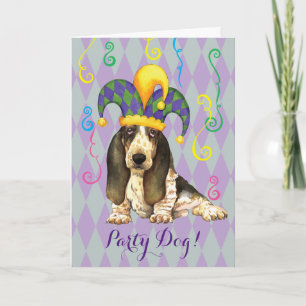 Mardi Gras Basset Hound Karte