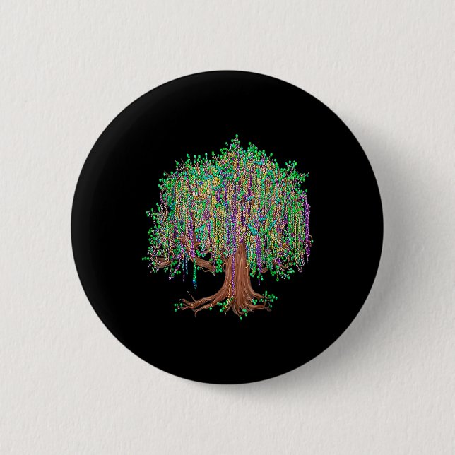 Mardi Gras Baum Perlen New Orleans 2025 Wasserfarb Button (Vorderseite)