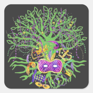 Mardi-Gras-Baum Quadratischer Aufkleber