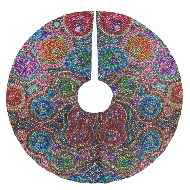 Mardi Gras Bead Custom Tree Skirt Polyester Weihnachtsbaumdecke (Vorderseite)