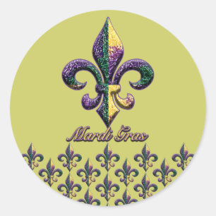 Mardi Gras bead Lilie 2 Runder Aufkleber