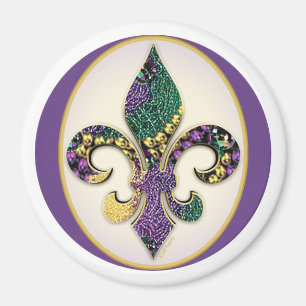 Mardi Gras Bead Lilie Magnet