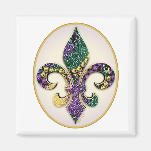 Mardi Gras Bead Lilie Magnet (Vorne)