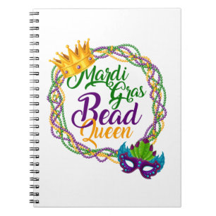 Mardi Gras Bead Queen Fat Dienstag Karneval Notizblock