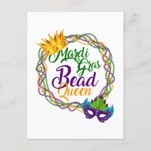 Mardi Gras Bead Queen Fat Dienstag Karneval Postkarte