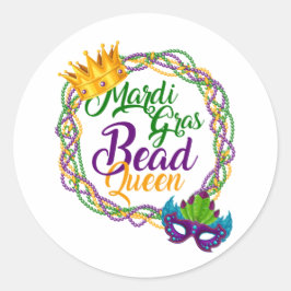 Mardi Gras Bead Queen Fat Dienstag Karneval Runder Aufkleber