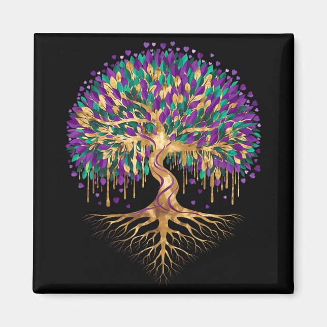 Mardi Gras Bead Tree Carnival New Orleans 2025 Wom Magnet (Vorne)