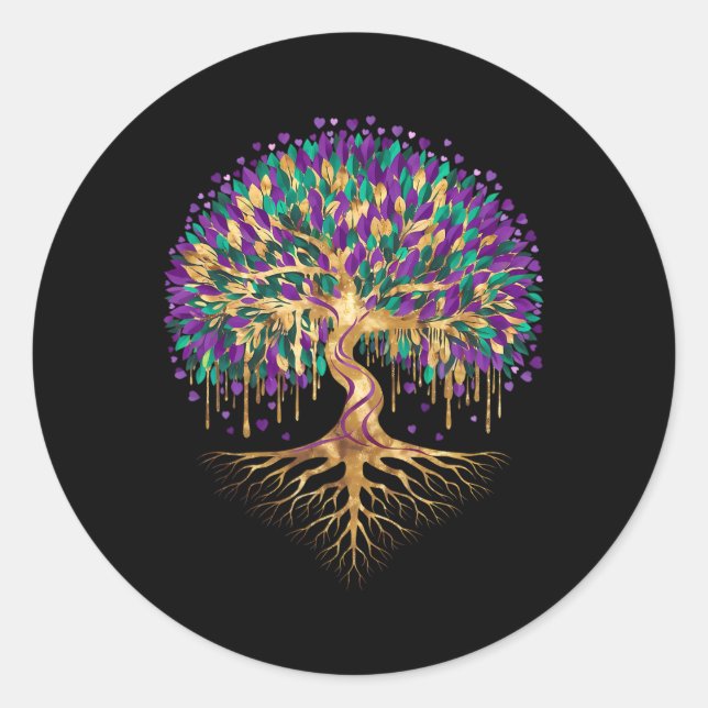 Mardi Gras Bead Tree Carnival New Orleans 2025 Wom Runder Aufkleber (Vorderseite)