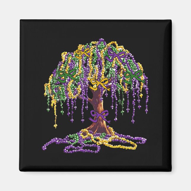 Mardi Gras Bead Tree Carnival New Orleans Women Me Magnet (Vorne)