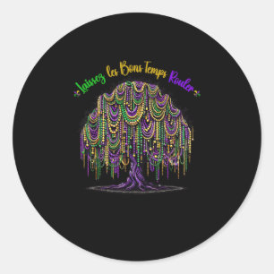 Mardi Gras Bead Tree Carnival Runder Aufkleber