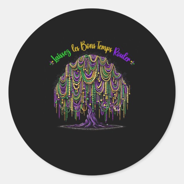 Mardi Gras Bead Tree Carnival Runder Aufkleber (Vorderseite)
