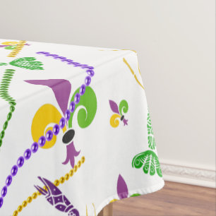 Mardi Gras Beads Crawfish & Lilie Tischdecke
