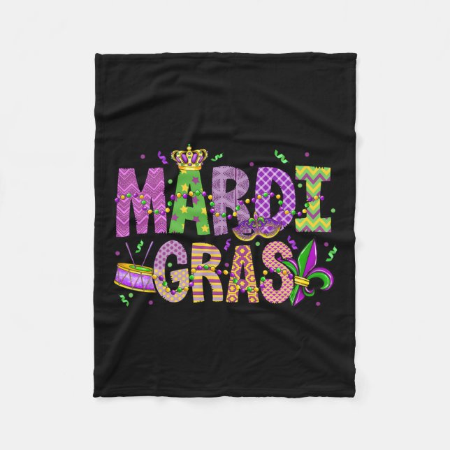 Mardi Gras Beads Gesicht Maske Federn Männer Fraue Fleecedecke (Vorderseite)