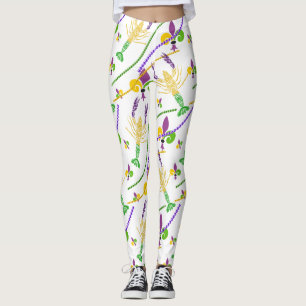 Mardi Gras Beads Lilie & Crawfish Leggings