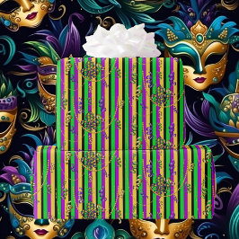 Mardi Gras Beads Lilie Lila Gold Green Geschenkpapier