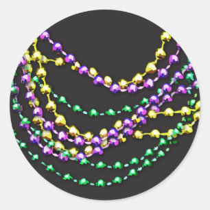 Mardi Gras Beads Necklaces Runder Aufkleber