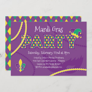 Mardi Gras Beads Party Einladung
