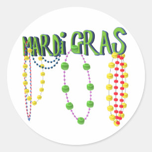 Mardi Gras Beads Runder Aufkleber