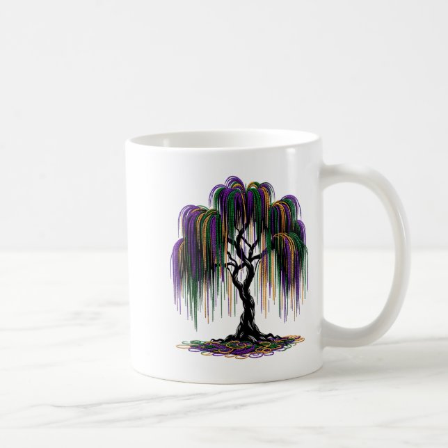 Mardi Gras Beads Tree Fun Festive Nola New Orleans Kaffeetasse (Rechts)