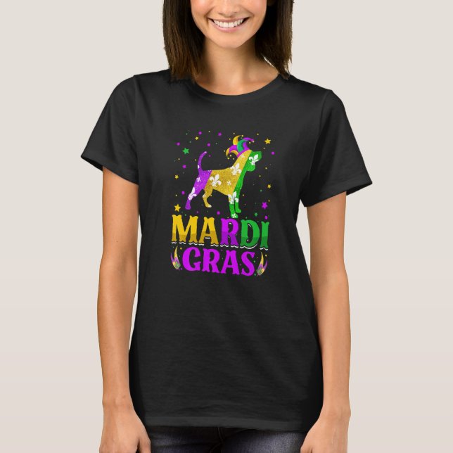 Mardi Gras Beagle Dog Lover Carnival Jester Premiu T-Shirt (Vorderseite)