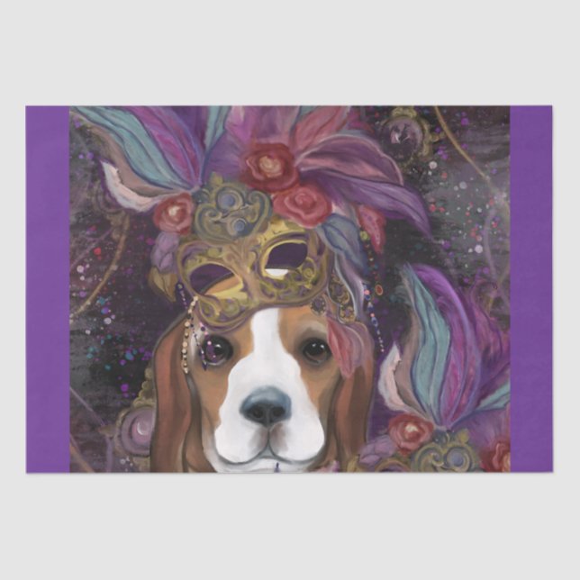 MARDI GRAS BEAGLE SEIDENPAPIER (Vorderseite)