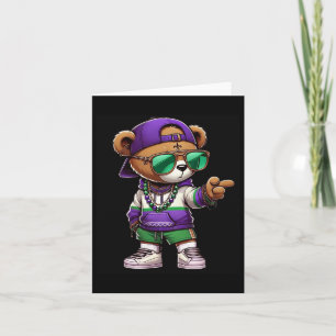 Mardi Gras Bear for Boys Men Hip Hop New Orleans Karte