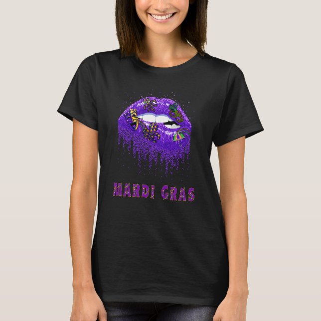 Mardi Gras Beautiful Colorful Lips T-Shirt (Vorderseite)