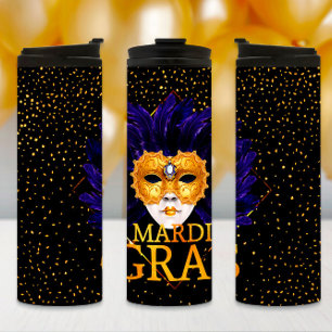 Mardi Gras Becher, Mardi Gras Blaue Feder Maske Thermosbecher