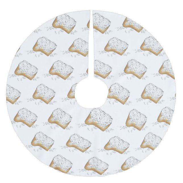 Mardi Gras Beignet Pastry New Orleans Louisiana Polyester Weihnachtsbaumdecke (Vorderseite)