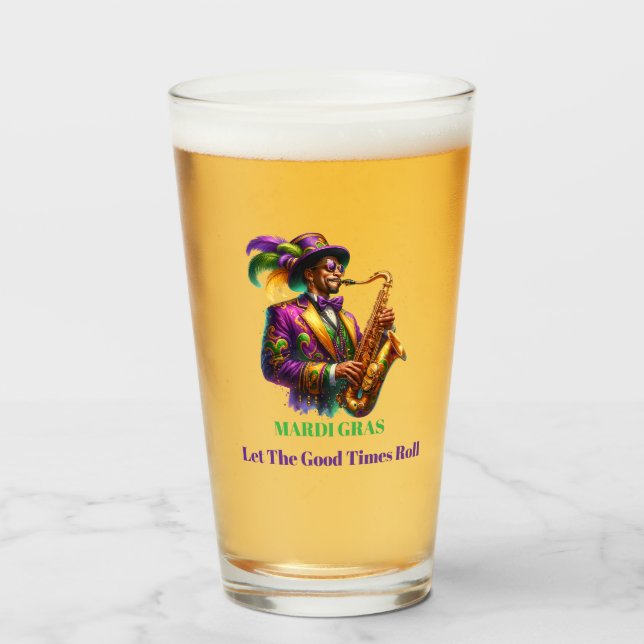 Mardi Gras Bier Glas (Vorne (Gefüllt))