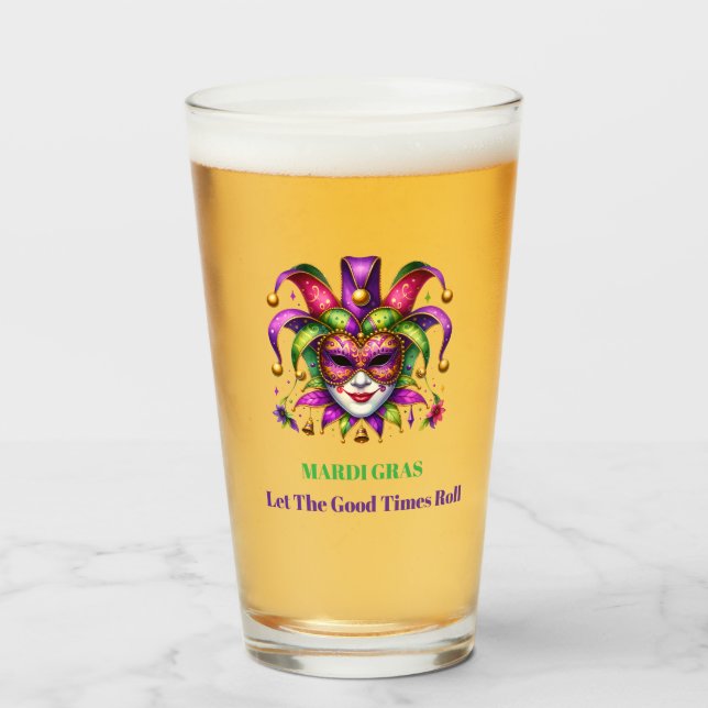Mardi Gras Bier Glas (Vorne (Gefüllt))