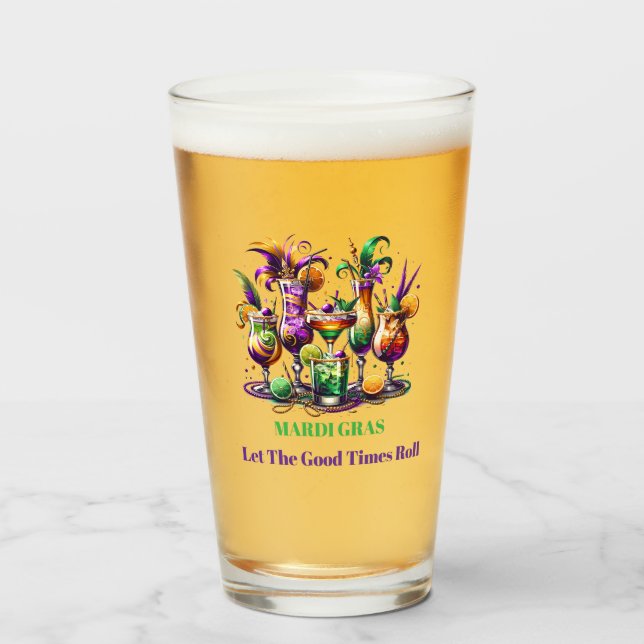 Mardi Gras Bier Glas (Vorne (Gefüllt))