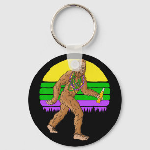 Mardi Gras Bigfoot Beads und Bier Sasquatch Fat Tu Schlüsselanhänger