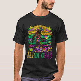 Mardi Gras Bigfoot Lustige Kinder Männer Sasquatch T-Shirt