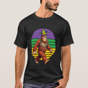 Mardi Gras Bigfoot Narrenhut Perlen Parade Tier T-Shirt
