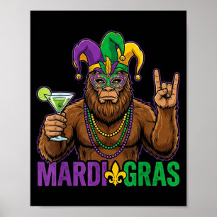 Mardi Gras Bigfoot Rock lustige Jungen Kinder Männ Poster