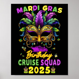 Mardi Gras Birthday Cruise Squad 2025 Family Match Poster