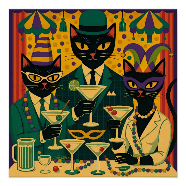 Mardi Gras Black Cat Martini Club Trio Poster (Vorderseite)