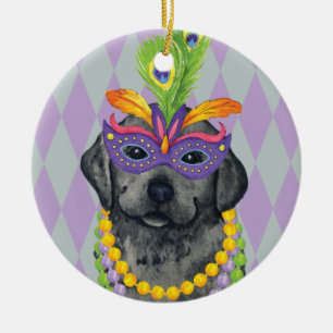 Mardi Gras Black Lab Keramikornament